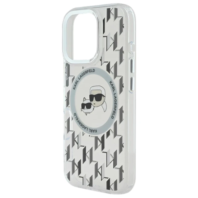 Чохол Karl Lagerfeld IML Monogram Karl & Choupette Head для iPhone 16 Pro Transparent with MagSafe (KLHMP16LHMCKMHT)