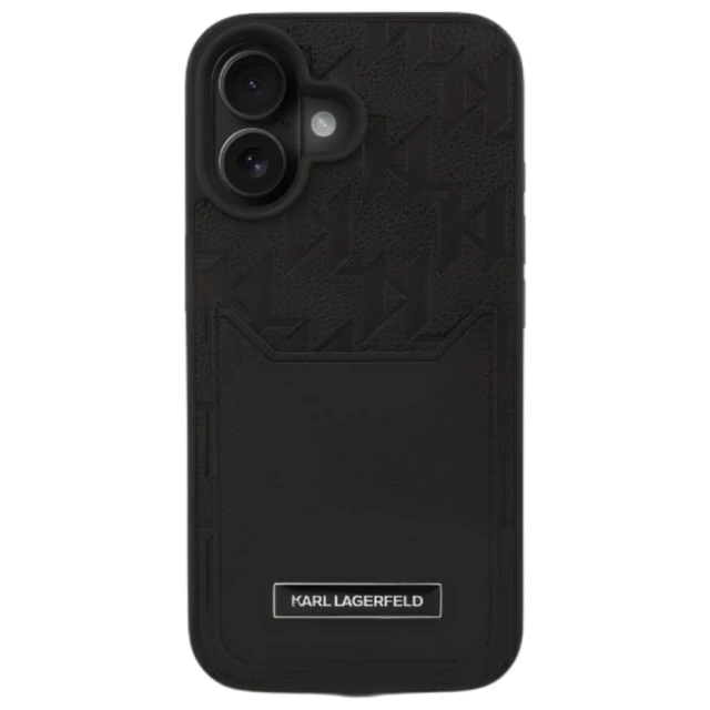 Чохол Karl Lagerfeld Cardslots Monogram для iPhone 16 Black (KLHCP16SPGKHPRPK)