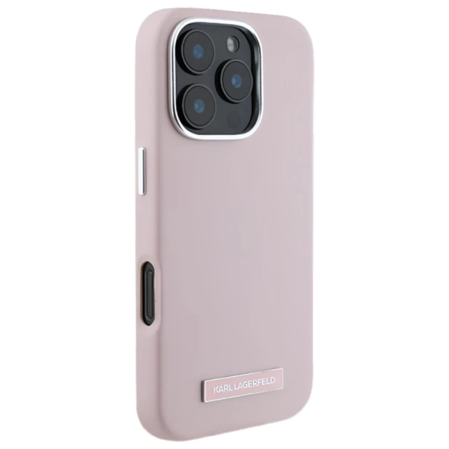 Чохол Karl Lagerfeld FW Metal Plate для iPhone 16 Pro Max Pink with MagSafe (KLHMP16XPGMSRPP)