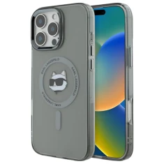 Чохол Karl Lagerfeld IML Metal Choupette Head для iPhone 16 Pro Transparent/Black with MagSafe (KLHMP16LHLSCHK)