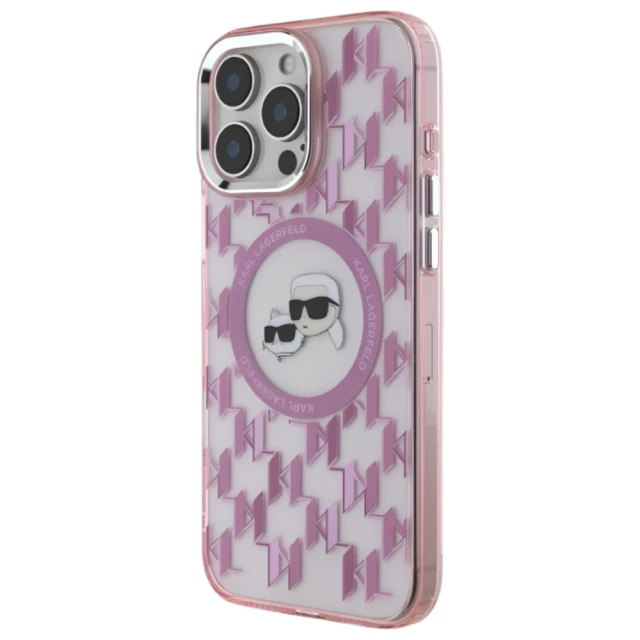 Чохол Karl Lagerfeld IML Monogram Karl & Choupette Head для iPhone 16 Pro Pink with MagSafe (KLHMP16LHMCKMHP)
