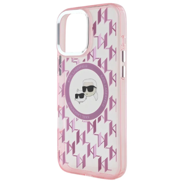 Чохол Karl Lagerfeld IML Monogram Karl & Choupette Head для iPhone 16 Pro Pink with MagSafe (KLHMP16LHMCKMHP)