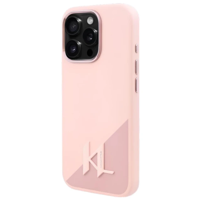 Чехол Karl Lagerfeld Silicone Shadow Metal Initial для iPhone 16 Pro Max Pink with MagSafe (KLHMP16XSCMKMPCP)