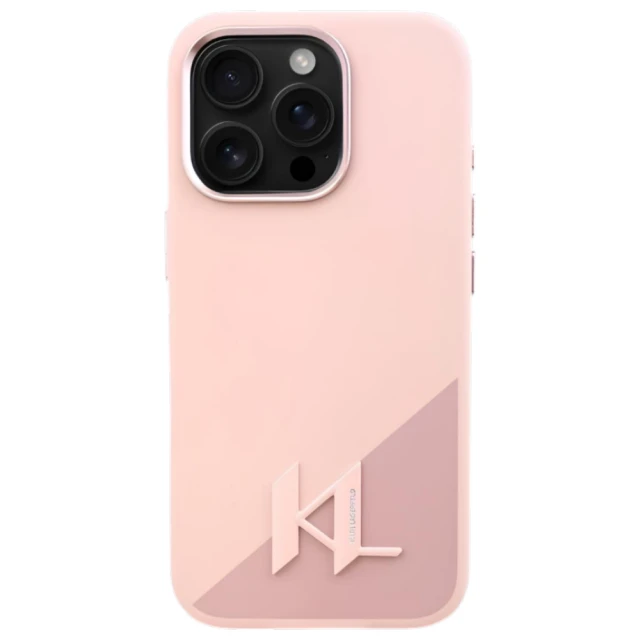 Чехол Karl Lagerfeld Silicone Shadow Metal Initial для iPhone 16 Pro Max Pink with MagSafe (KLHMP16XSCMKMPCP)