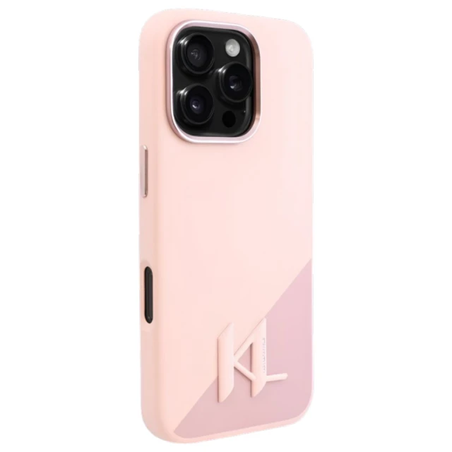 Чехол Karl Lagerfeld Silicone Shadow Metal Initial для iPhone 16 Pro Max Pink with MagSafe (KLHMP16XSCMKMPCP)