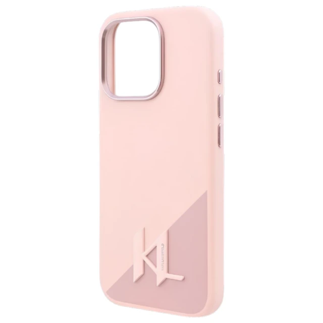 Чехол Karl Lagerfeld Silicone Shadow Metal Initial для iPhone 16 Pro Max Pink with MagSafe (KLHMP16XSCMKMPCP)