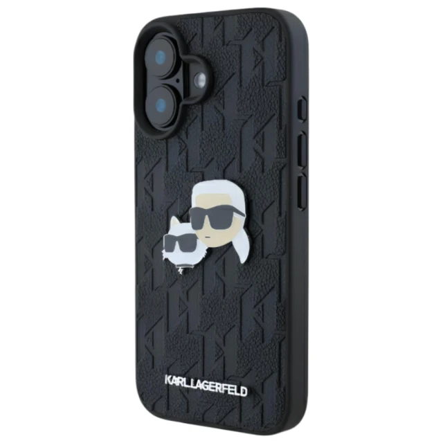 Чохол Karl Lagerfeld Monogram Karl & Choupette Head Pin для iPhone 16 Plus Black (KLHCP16MPGKLKCPK)