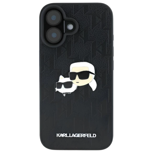 Чохол Karl Lagerfeld Monogram Karl & Choupette Head Pin для iPhone 16 Plus Black (KLHCP16MPGKLKCPK)