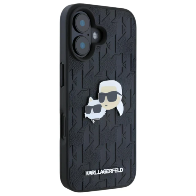 Чохол Karl Lagerfeld Monogram Karl & Choupette Head Pin для iPhone 16 Plus Black (KLHCP16MPGKLKCPK)