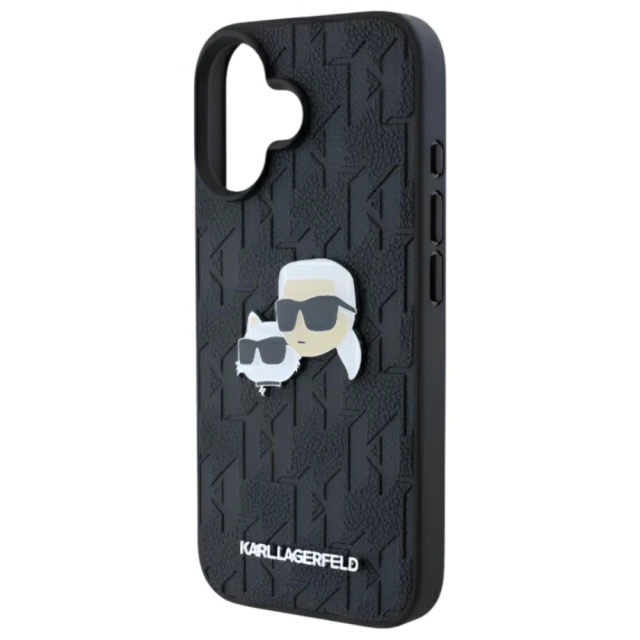 Чохол Karl Lagerfeld Monogram Karl & Choupette Head Pin для iPhone 16 Plus Black (KLHCP16MPGKLKCPK)