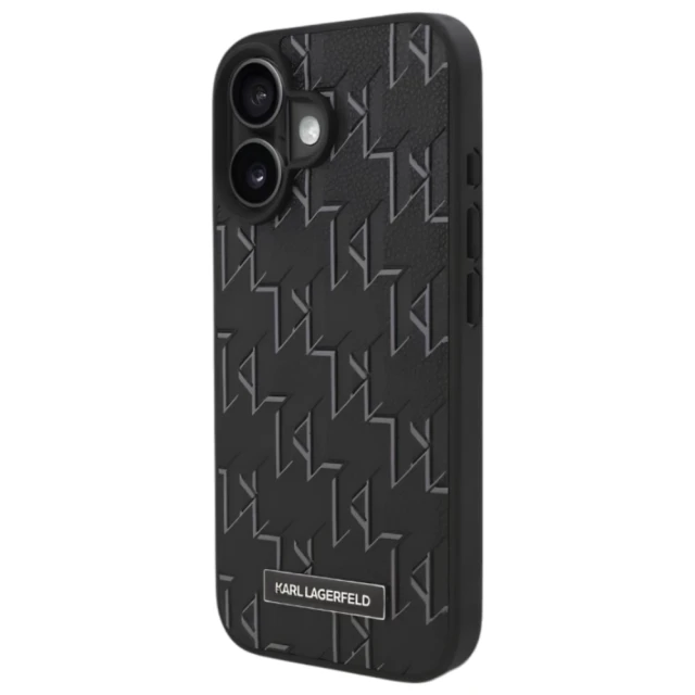 Чохол Karl Lagerfeld Leather Monogram Metal Logo для iPhone 16 Plus Black with MagSafe (KLHMP16MPKHPORPK)