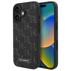 Чохол Karl Lagerfeld Leather Monogram Metal Logo для iPhone 16 Plus Black with MagSafe (KLHMP16MPKHPORPK)