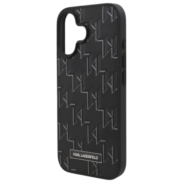 Чохол Karl Lagerfeld Leather Monogram Metal Logo для iPhone 16 Plus Black with MagSafe (KLHMP16MPKHPORPK)