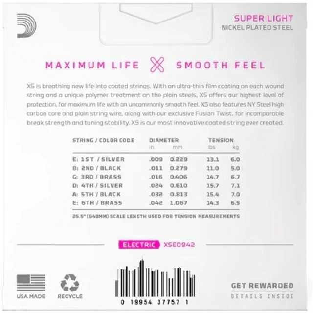 Струны для электрогитары D'Addario XSE0942 (019954361938)