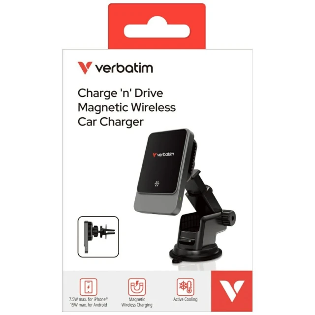 Автотримач Verbatim 'n' Drive 15W RGB CND-03 з бездротовою зарядкою Black Silver (31862)