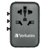 Адаптер Verbatim UTA-05 подорожній EU/UK/US GaN 2xUSB-A/2xUSB-C PD 65W Black (32120)