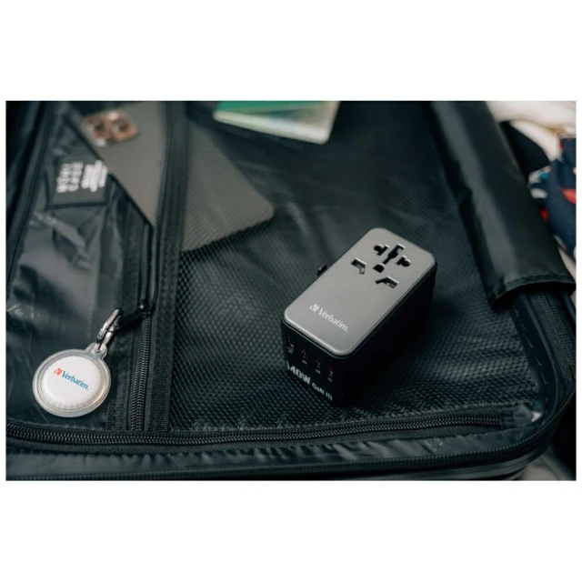Адаптер подорожній Verbatim EU/UK/US GaN USB-A/3xUSB-C PD 140W UTA-10 Black (32125)