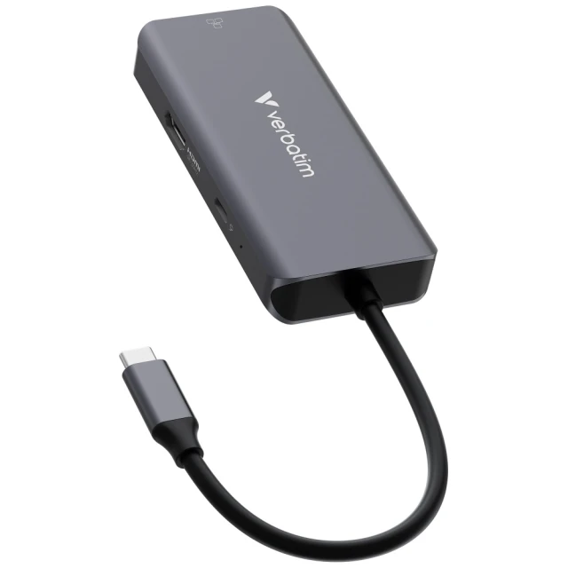 Hub Verbatim USB-C/HDMI/3xUSB-A 3.2/RJ45 алюмінієвий (32157)