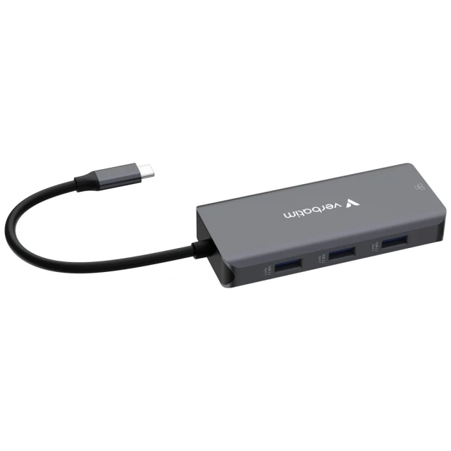 Hub Verbatim USB-C/HDMI/3xUSB-A 3.2/RJ45 алюмінієвий (32157)