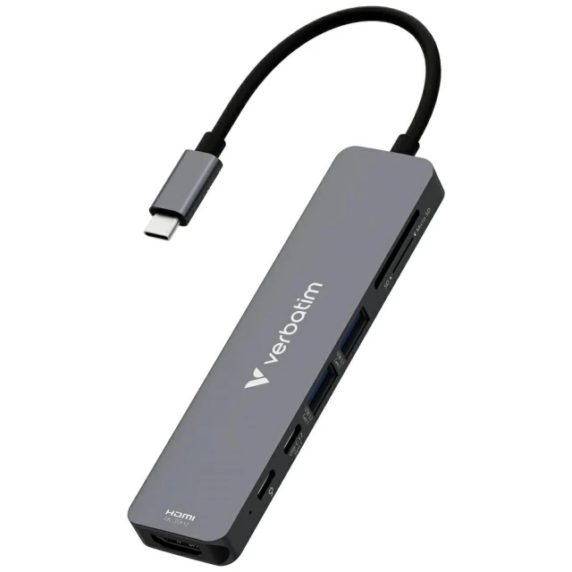 Хаб Verbatim HDMI/USB-C 3.2/USB-C/2xUSB-A 3.2/SD/microSD Silver (32158)