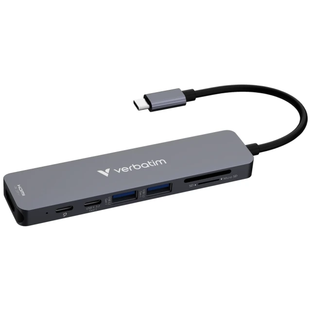 Хаб Verbatim HDMI/USB-C 3.2/USB-C/2xUSB-A 3.2/SD/microSD Silver (32158)