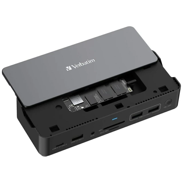 Док-станція Verbatim Pro 15в1 USB-C 2xHDMI/RJ45/3xUSB-A/3xUSB-C/SD/microSD/Audio/DisplayPort/SSD Grey (32173)