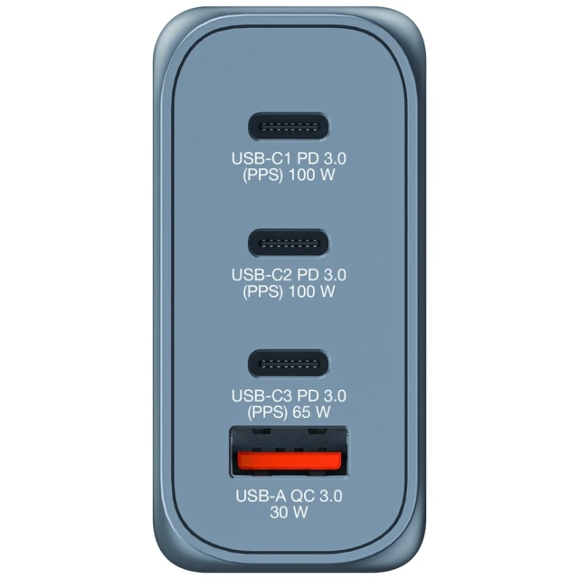 Зарядний пристрій Verbatim GaN 100W 3xUSB-C/USB-A + Адаптер EU/UK/US GNC-100 (32202)