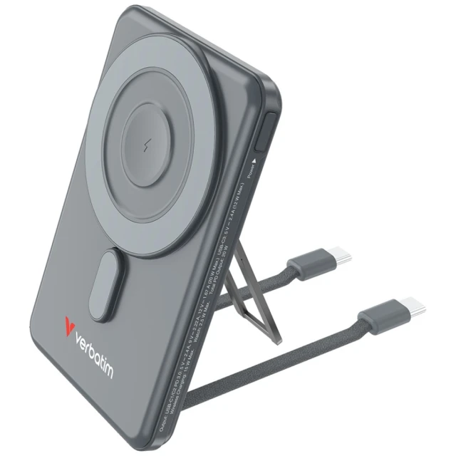 Powerbank Verbatim 'n' Go Wireless Magnetic 15W 5000mAh 2x кабель USB-C Grey (32251)