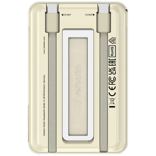 Powerbank Verbatim 'n' Go 15W 5000mAh Wireless Magnetic 2x USB-C кабель Gold (32253)