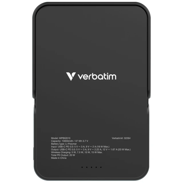 Powerbank Verbatim Charge n Go Magnetic Wireless 10000mAh з підставкою Black (32264)