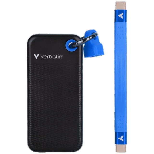 Зовнішній SSD Verbatim Pocket 512GB USB-C 3.2 gen.2 брелок Black-Blue (32283)