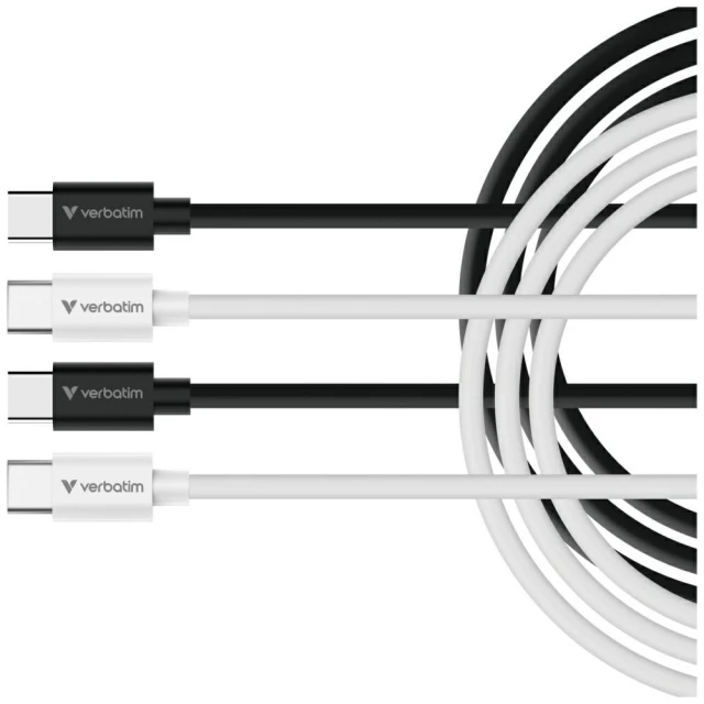 Кабель Verbatim Essentials USB-C to USB-C 60W Black White (2 pack) (32391)