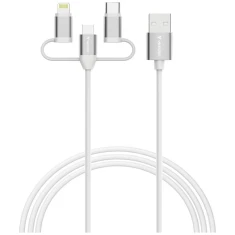 Кабель Verbatim Essentials USB-A to Micro-B/USB-C/Lightning 18W White (32394)