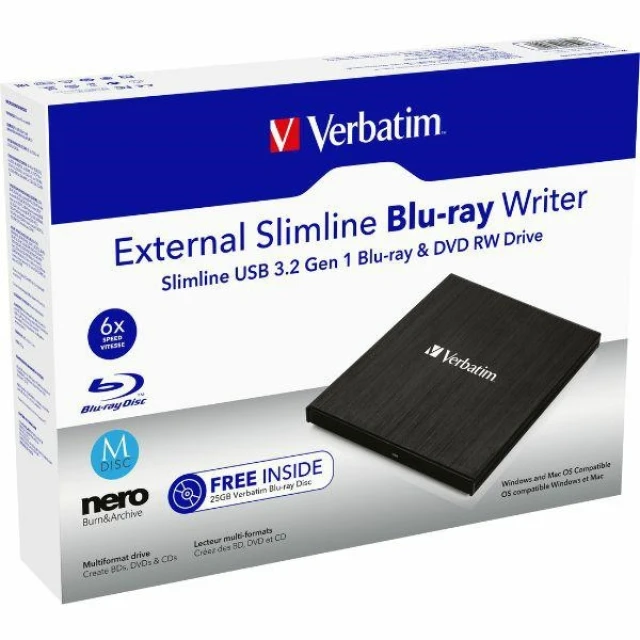 Зовнішній Blu-ray привід Verbatim Slimline Black (43890)