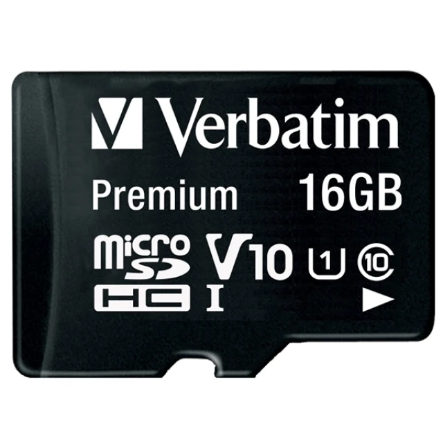 Карта пам'яті Verbatim microSDHC 16GB V10 + адаптер Black (44082)