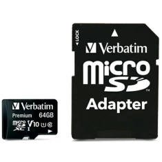 Карта пам'яті Verbatim microSDXC 64GB V10 + адаптер Black (44084)