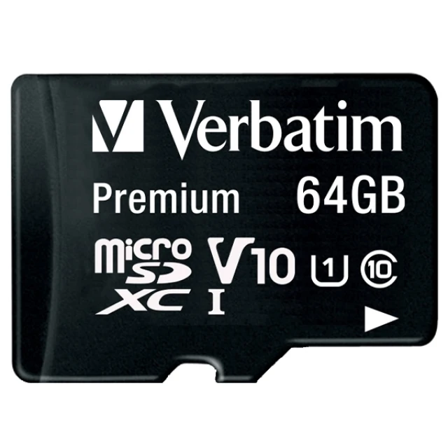 Карта пам'яті Verbatim microSDXC 64GB V10 + адаптер Black (44084)