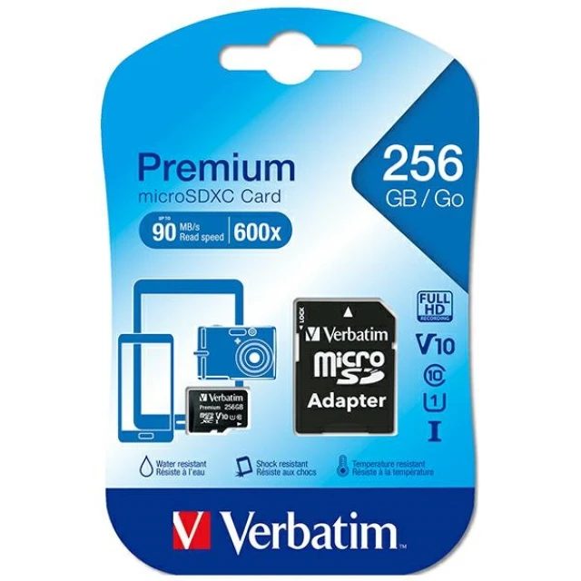 Карта пам'яті Verbatim microSDXC 256GB V10 Black (44087)
