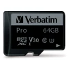Карта пам'яті Verbatim Pro U3 microSD 64GB + адаптер Black (47042)