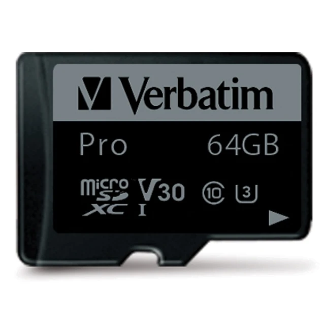 Карта пам'яті Verbatim Pro U3 microSD 64GB + адаптер Black (47042)