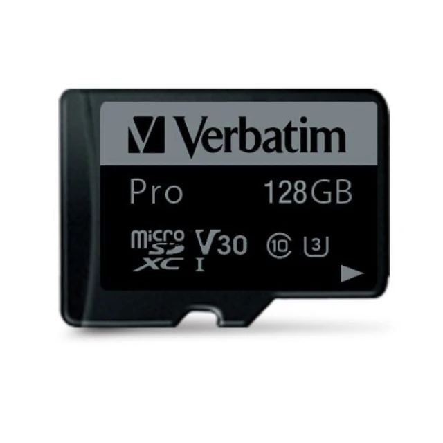 Карта памяти Verbatim Pro U3 microSD 128GB + адаптер Black (47044)