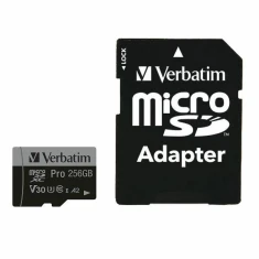 Карта пам'яті Verbatim microSD 256GB + адаптер Pro U3 Black (47045)