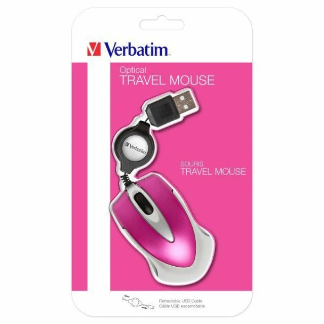 Миша Verbatim Go Mini USB-A 1000 dpi Pink (49021)