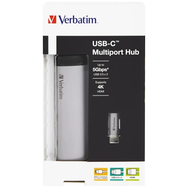 Хаб Verbatim USB-C to USB-C/2xUSB-A 3.0/HDMI Aluminum (49140)