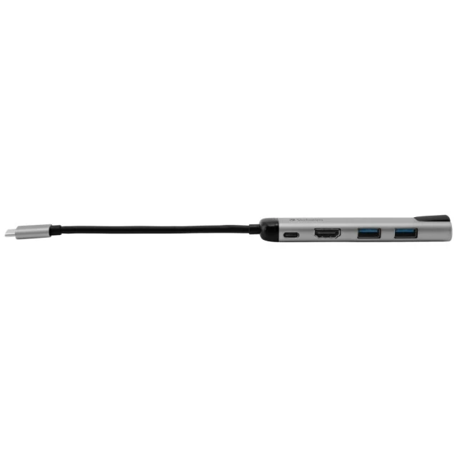 Адаптер-хаб Verbatim USB-C - USB-C/2xUSB-A 3.0/HDMI/Ethernet Aluminum (49141)