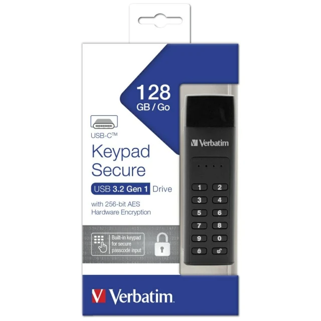 Зовнішній диск Verbatim Keypad Secure USB-C 3.2 Gen 1 128GB Black (49432)