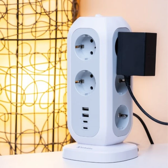 Подовжувач Verbatim EUPT-01 15в1 11xAC/2xUSB-C/2xUSB-A 2m White (49547)