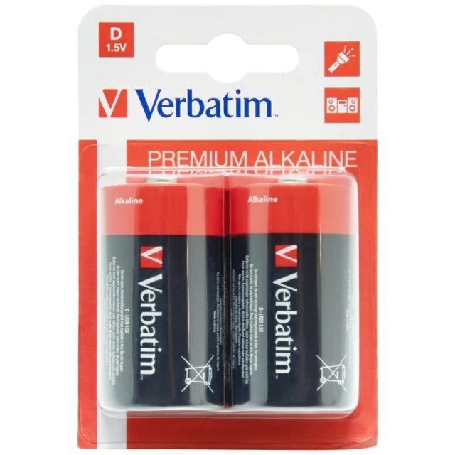 Батарея Verbatim alkaline D LR20 2 шт Black (49923)