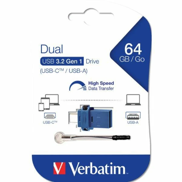 Флешка Verbatim 64GB USB-C/USB-A Black (49967)