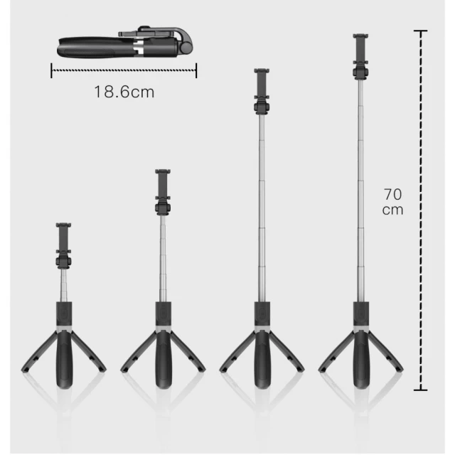 Універсальний штатив Tech-Protect L01S Wireless Selfie Stick Tripod Black (795787711484)